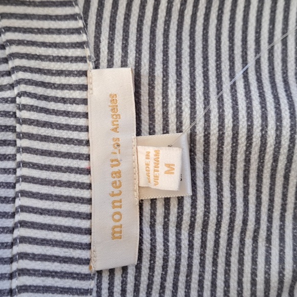 NWT‎ MONTEAU LOS ANGELES Womens Grey/ White Striped Button Down Midi Dress S-M - Picture 6 of 8